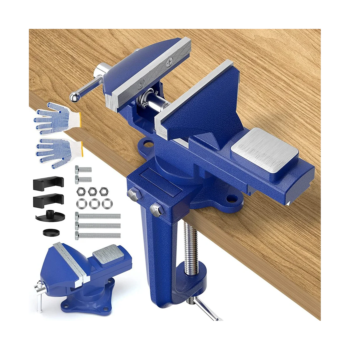 

2-In-1 Bench for Workbench 3.3 Inch- Portable 360° Swivel Clamp on / Table for Woodworking, Cutting Conduit,Drilling