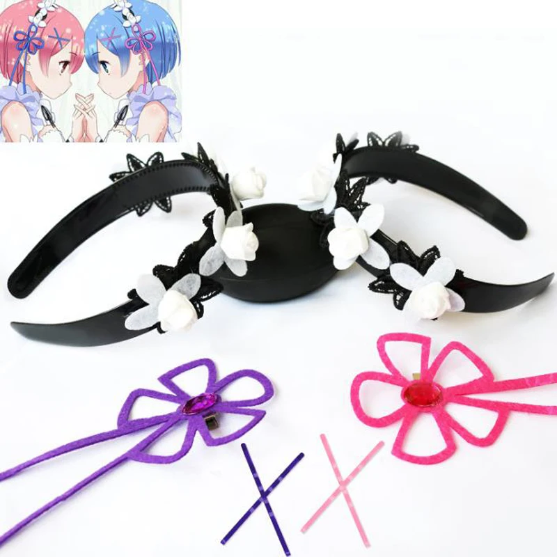 3 Pcs/set Cute Re: Life In A Different World From Zero Cosplay Headpiece Ram Rem Headband Headwear Cosplay Hair Accessories Toys