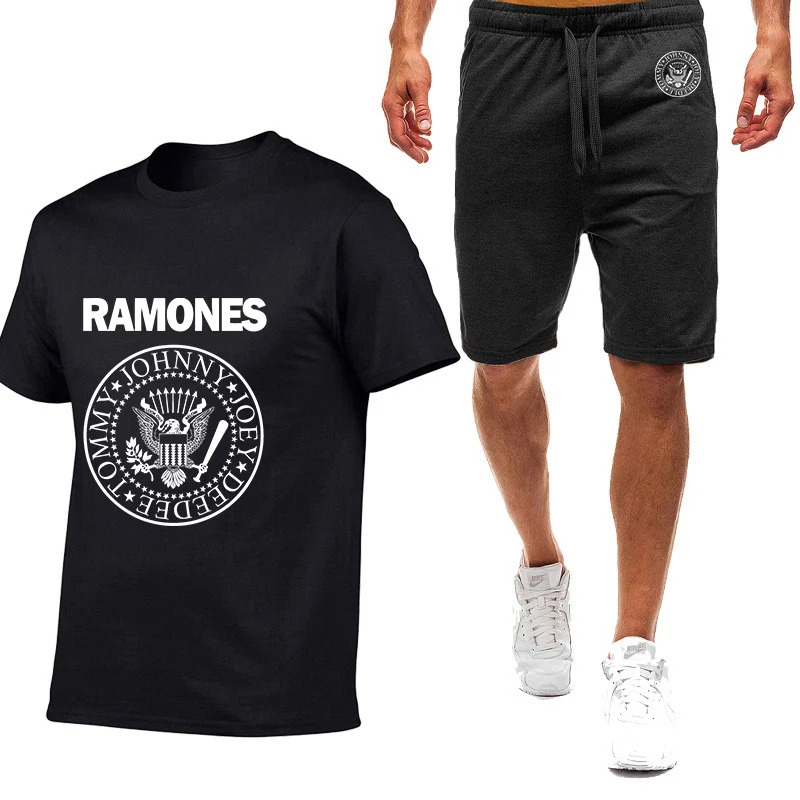 

2023 Fghfg Ramone Seal Graphic Summer New Men's Nine Color Short-sleeved T-shirt Simple Casual Trendy Casual Fashion Suit