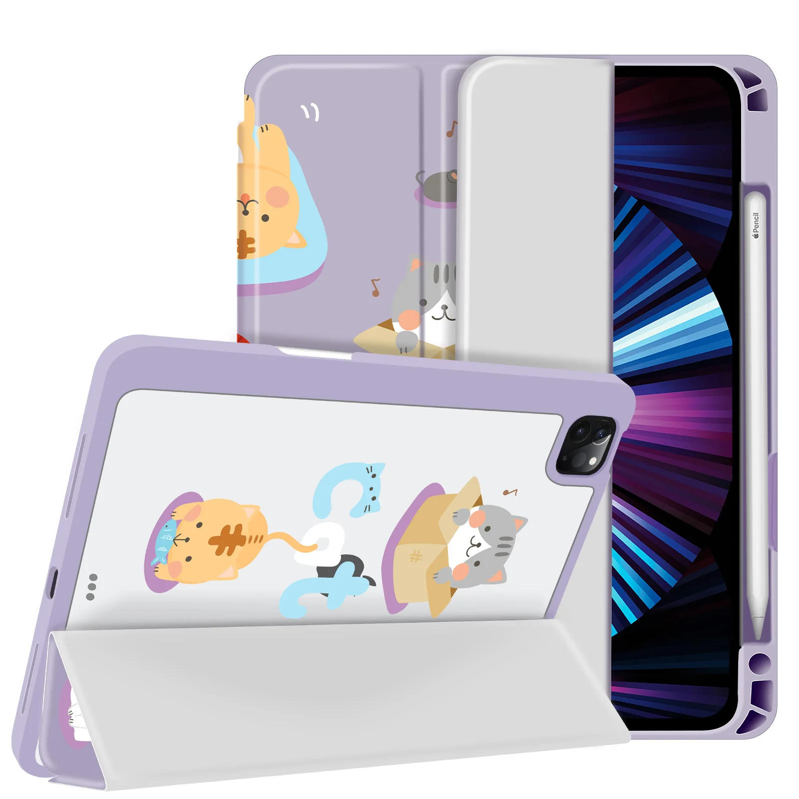 

Luxury Case for iPad Air 4 Air 5 10.9"2022 2020 iPad Pro 11 12.9 M1 2018 Pencil Holder Cover Support Wireless Charging Cute case