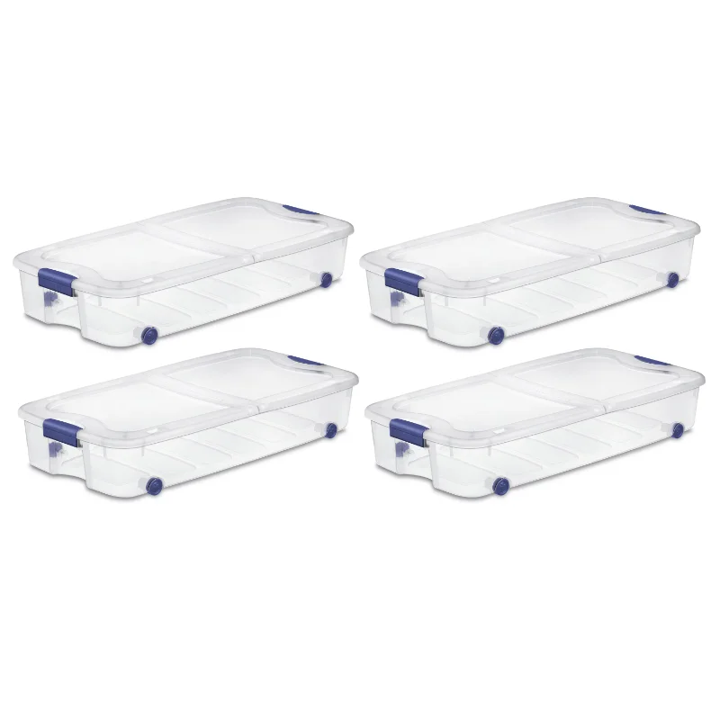 

Sterilite 66 Qt. Ultra™ Storage Box Plastic, Stadium Blue, Set of 4 storage box organizer box storage containers