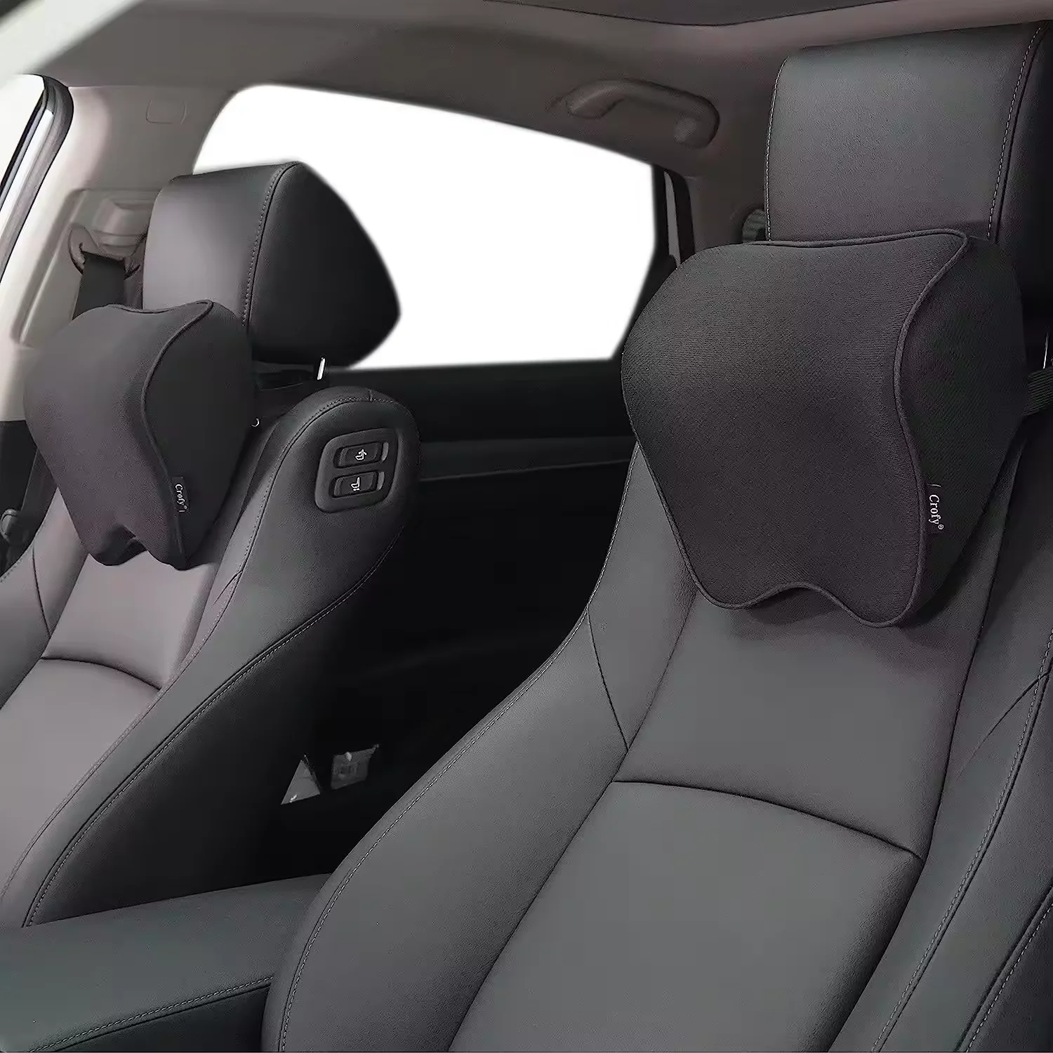 

JYMCar Регулируемая подушка для автомобильного сиденья, дышащая хлопковая массажная подушка с эффектом памяти, ремни для подголовника из пены с эффектом памяти в комплекте