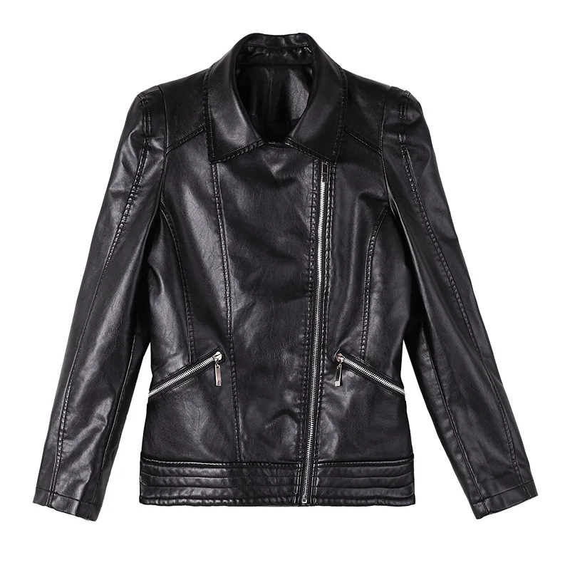 Short Leather Women's Coat Spring  Autumn Fashion Casual Women's Motorcycle Jacket Top Skinny Girl Zipper Motocycle Jackets