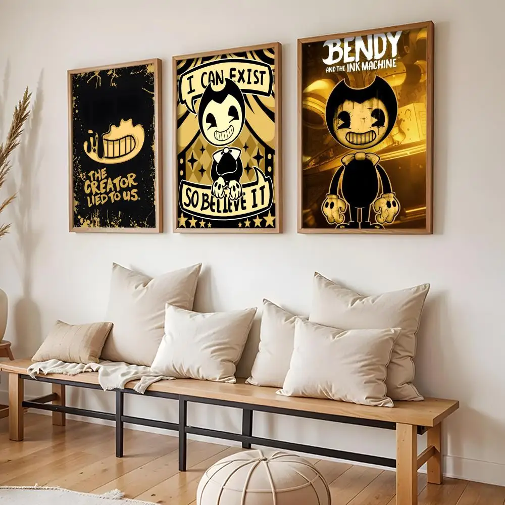 Фото Постеры-наклейки B-Bendy and the Ink M-Machine, HD-печать, самоклеящиеся, для декора гостиной, современные настенные наклейки, подарок №2