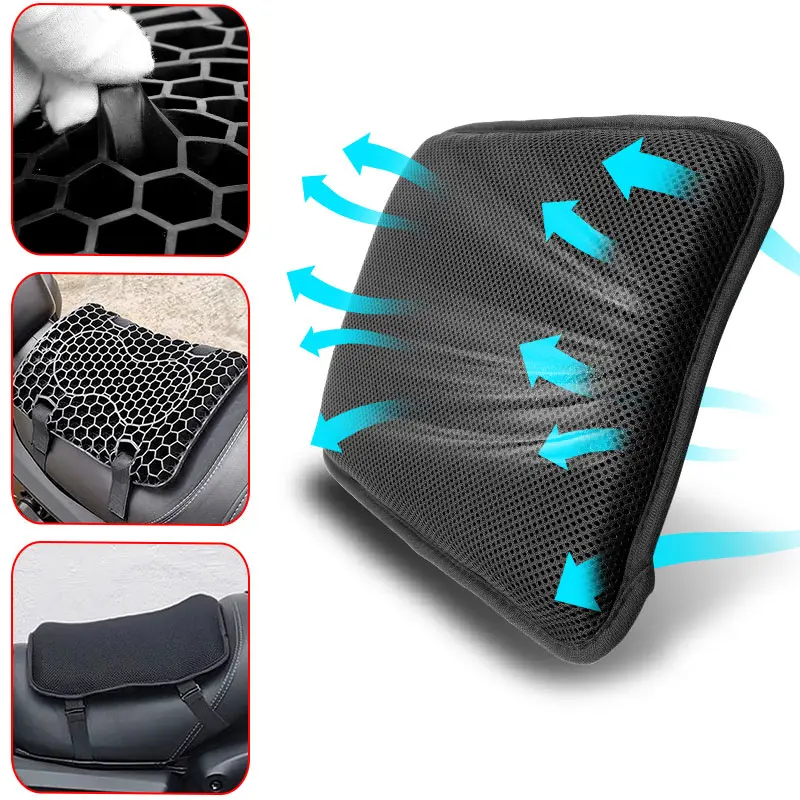 

Front Rear Gel Motorcycle 3D Seat Cushion Breathable Seat Cover Pad Anti-slip Shock Absorption Waterproof Cushion For Motorbike