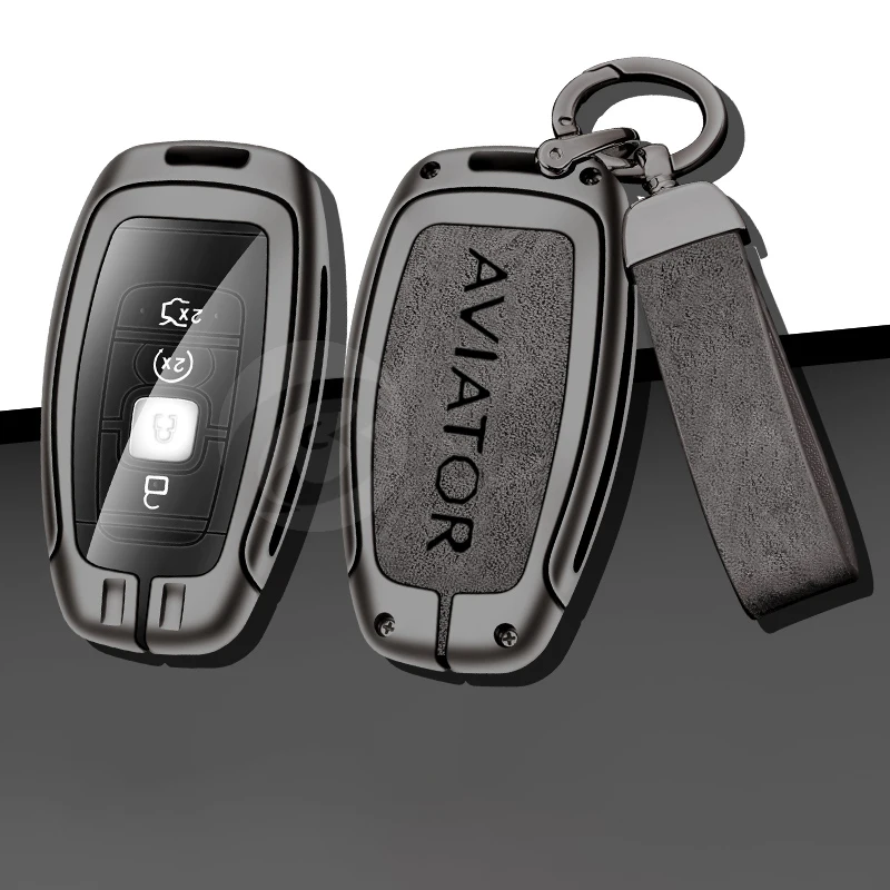 

Zinc Alloy Car Key Case Cover Holder Shell for Lincoln Aviator Remote Control Protector Keychain Key Bag Interior Accessories