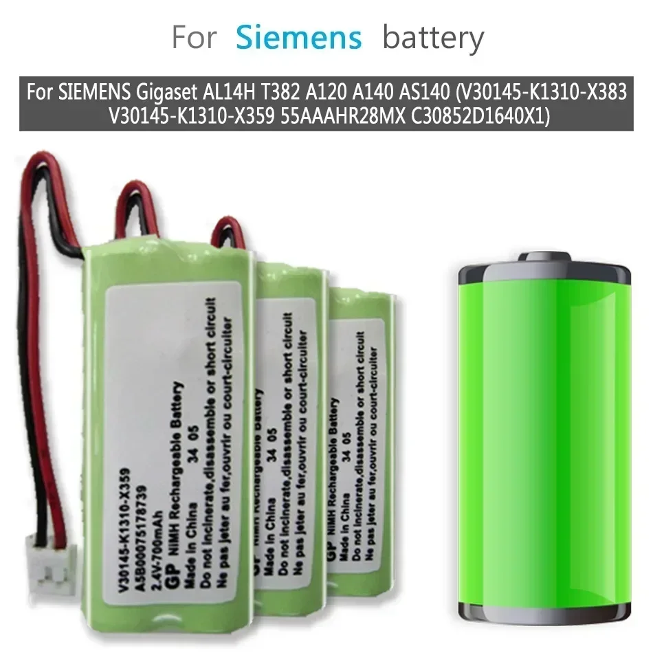 Аккумулятор V30145-K1310-X359 700 мАч для SIEMENS Gigaset AL14H T382 A120 A140 AS140 (V30145-K1310-X383 V301