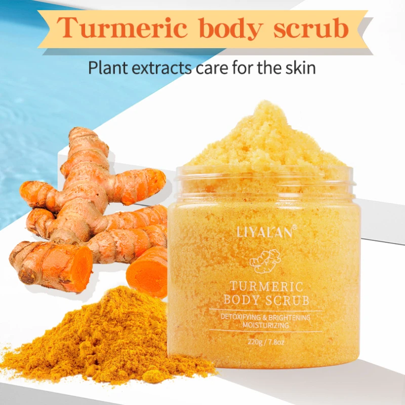 220g Turmeric Face Body Scrub Soften Cutin Brightening Moisturizing Salt Pore Cleaning Skin Smooth Exfoliating Skin care 1pcs