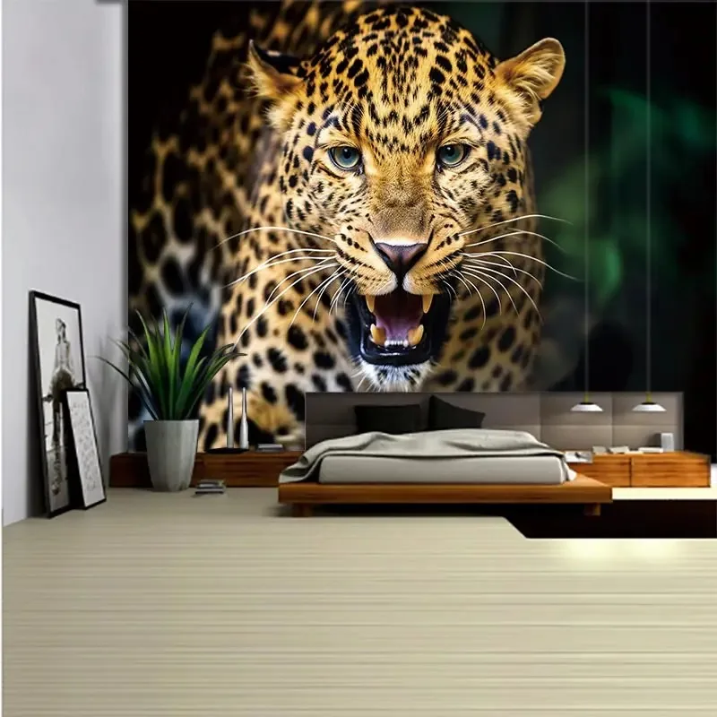 Гобелен с изображением животных леопарда водопада настенное искусство