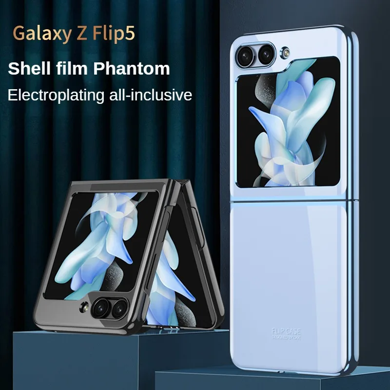 

For Samsung Galaxy Z Flip 5 5G Case Electroplating Transparent Colorful Folding Shockproof Protection Hard Back Case Accessories