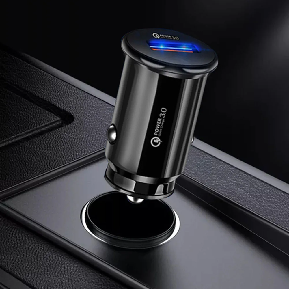 

1 Port USB Car Charger Adapter LED Display QC 3.0 Fast Charging Car Phone Charger Black Auto Accessories Chargers