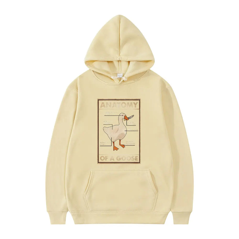 Зимний Свободный свитшот с длинными рукавами и принтом Анатомия гуся | Мужская