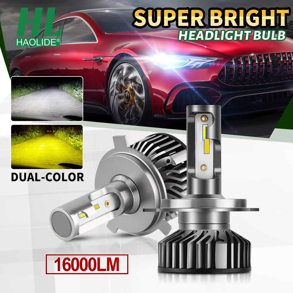 Лампы головного света HAOLIDE H7 16000 мл 880 H1 H3 HB3 9005 9006 HB4 3000k + 6500K желтые и белые
