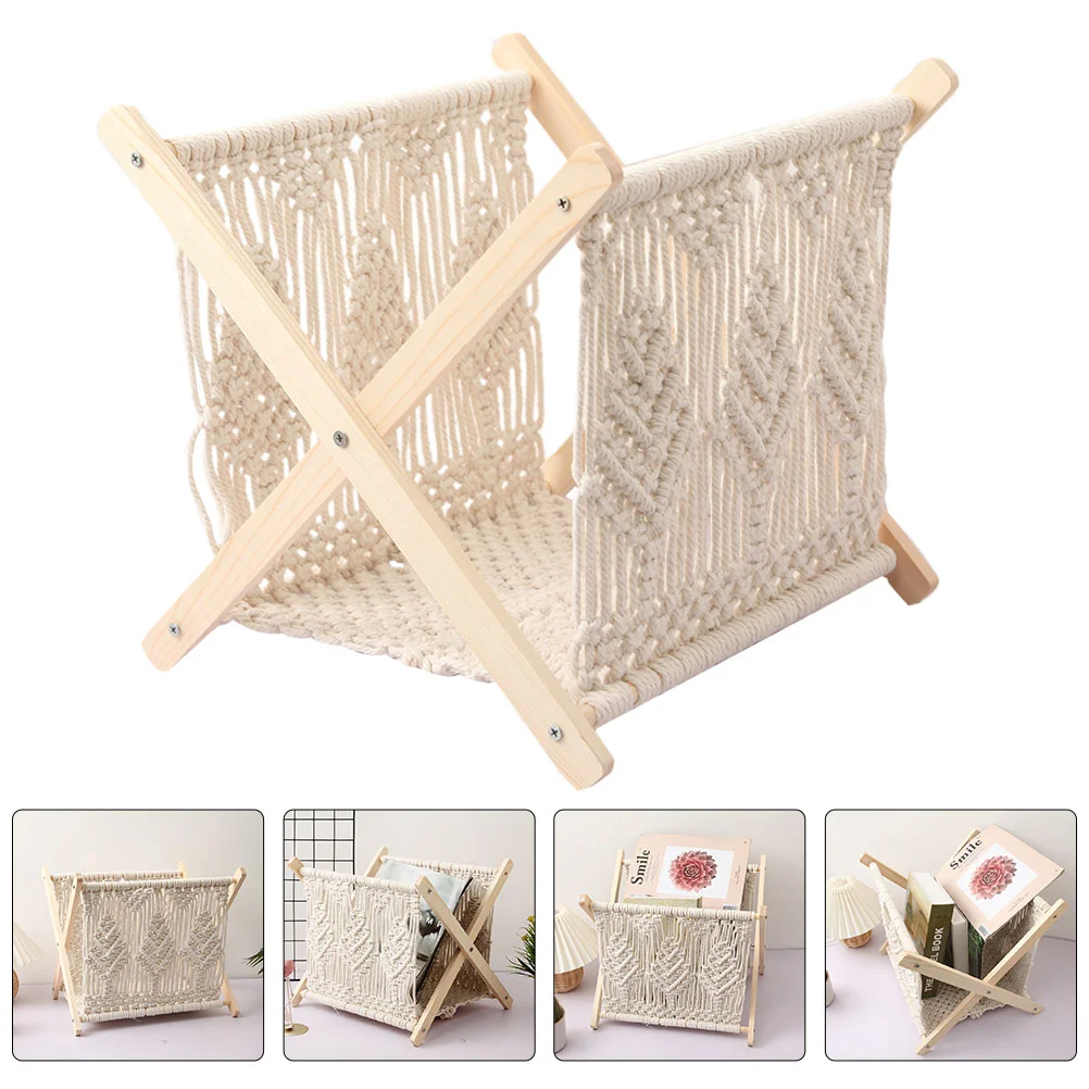 

1Pc Hand Made Woven Desktop Storage Holder Magazine Newspaper Display Rack