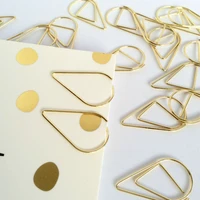 50pcs metal material drop shape paper clips gold silver color kawaii cute bookmark clip office school stationery drop bookmark