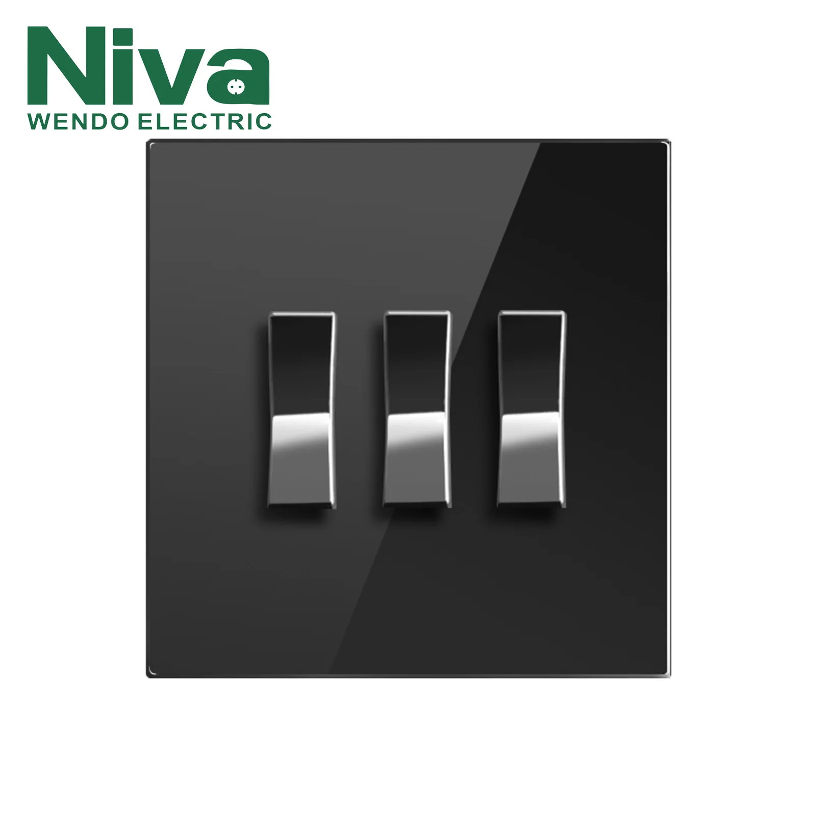 Niva NV9 3-полосные 2-полосные выключатели из черной нержавеющей стали белая