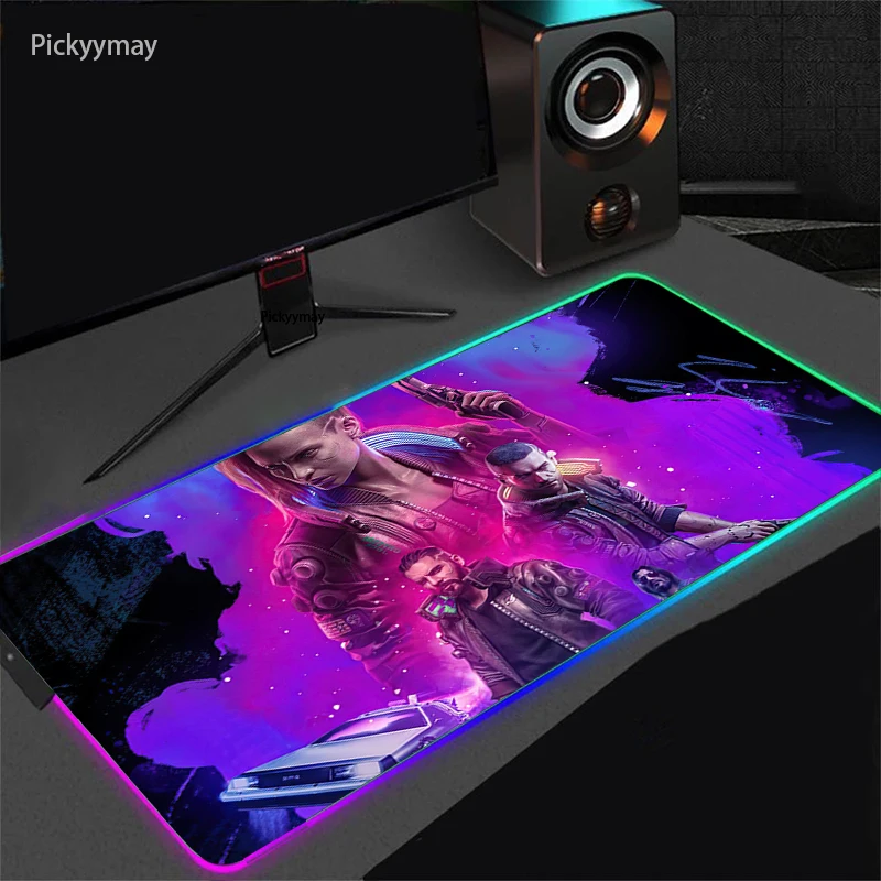 Игровой коврик для мыши Cyberpunk RGB геймерские подставки большой игровой Настольный