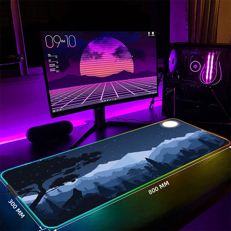 

Mountains And Trees Art RGB Mousepad Large Gaming Mousepads Luminous Mouse Pads Big LED Mouse Mat Desk Pad Backlit Keyboard Mats
