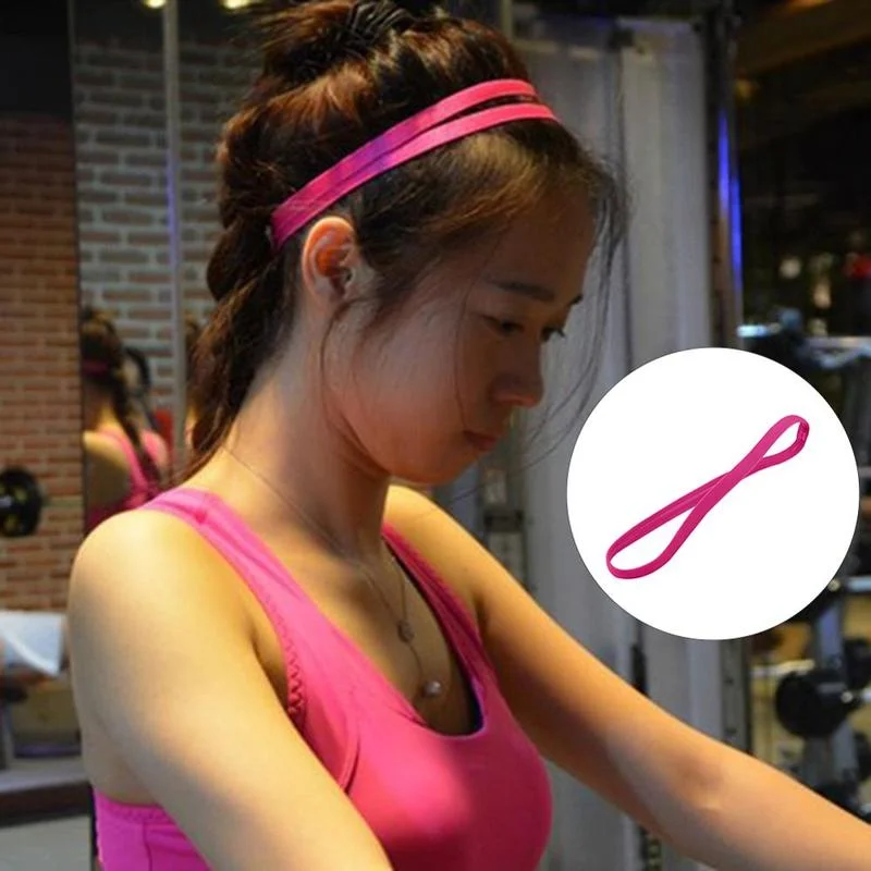 1 Pcs Women Sweatbands Football Yoga Pure Hair Bands Anti-slip Elastic Rubber Thin Sports Headband Men Hair Accessories Headwrap