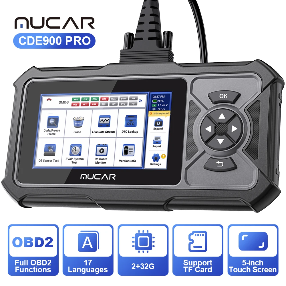 

Диагностический сканер Mucar CDE900 Pro OBD2, инструмент для диагностики автомобиля, с поддержкой полной диагностики системы, с 28 сбросами