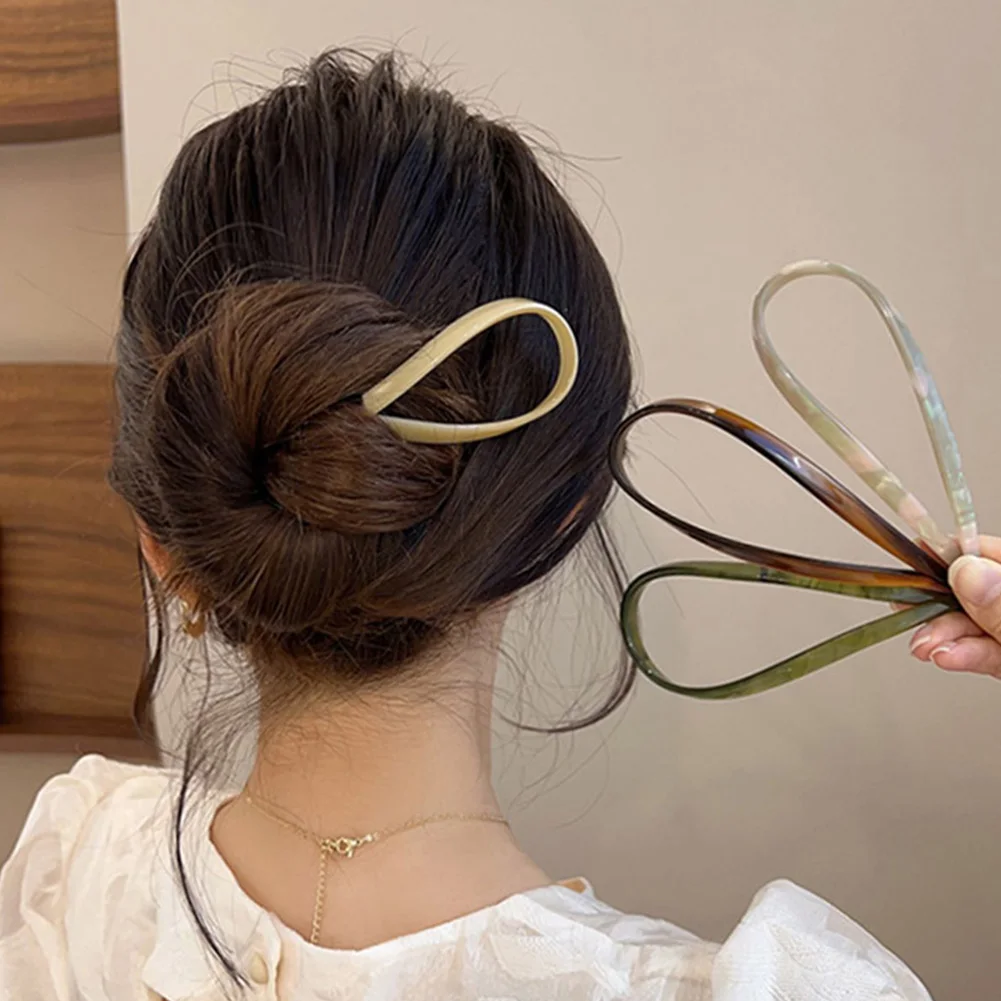 

U-образная ацетатная заколка для волос в Корейском стиле, шпильки для волос с простым дизайном, женская заколка для конского хвоста для девочек, аксессуары для волос в старинном стиле