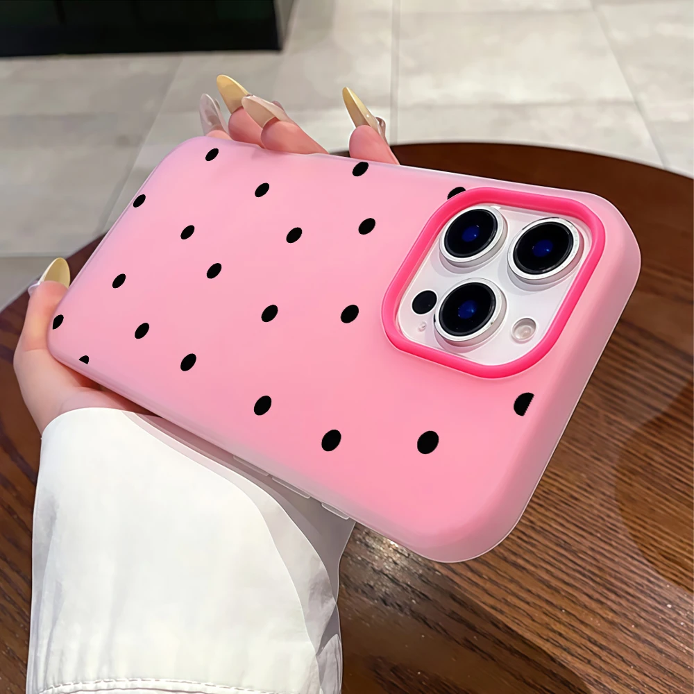 Матовый чехол для телефона в горошек для iPhone 17 Pro Max, 15, 16, 14, 12, 13, 11 Pro Max, 17 Air, 14, 16, 15, 8, 7 Plus, X, XR, XS, SE, PC Macaron Cover (art.: 3920db683ae07) - 3920db683ae07