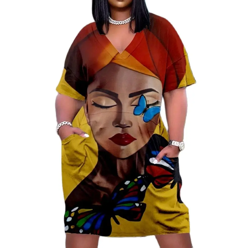 

20222 платья с Африканским 3D-принтом, женское платье-футболка большого размера, платье-футболка с графическим рисунком, платья для женщин, лет...