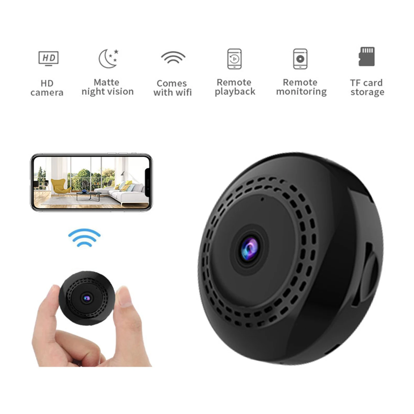 

Беспроводная мини-камера наблюдения с поддержкой Wi-Fi, 1080P