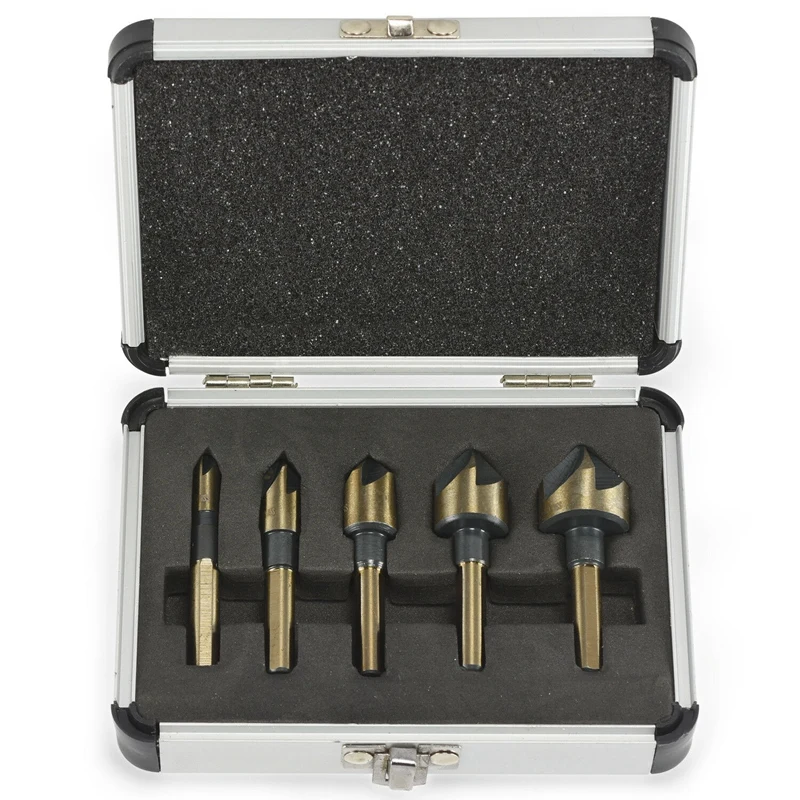 

Promotion! 5 Pieces 82 Degrees Countersink Drill Bit 5 Flute Chamfering Cutter Hand Tool Set