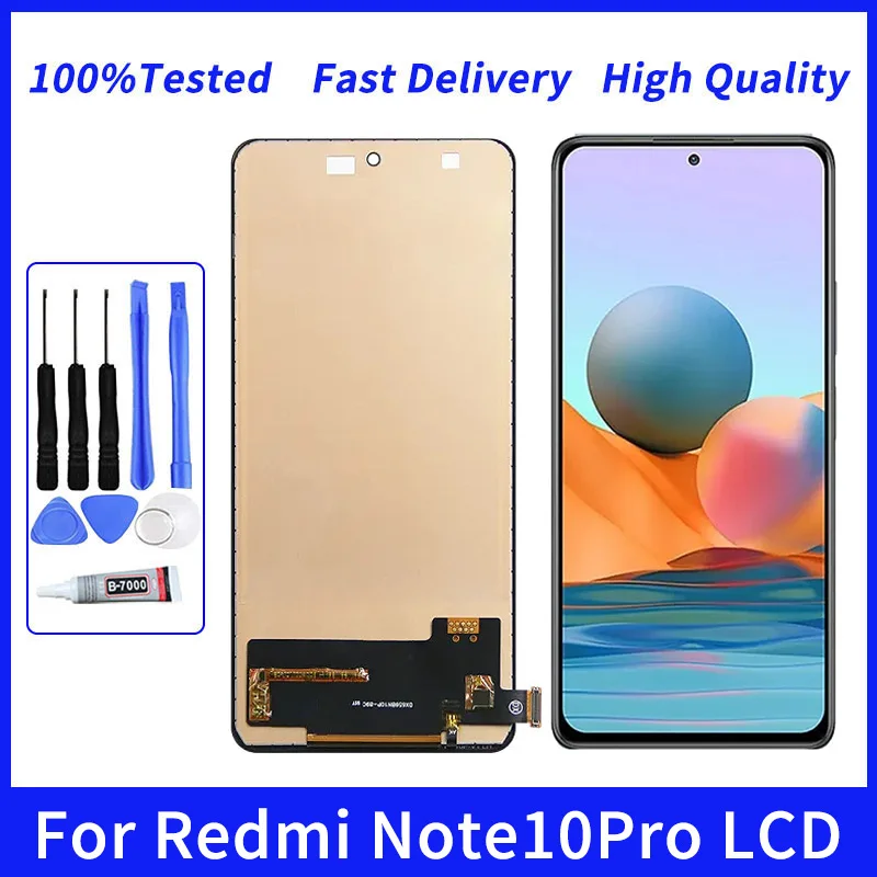 

ЖК-дисплей 6,67 дюйма для Xiaomi Redmi Note 10Pro, сенсорный экран M2101K6G note10pro, сменный экран в сборе с рамкой