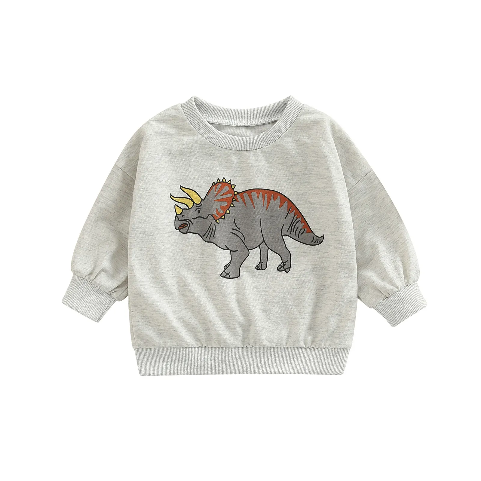 

BeQeuewll Little Boys Fall Spring Sweatshirt Long Sleeve Dinosaur Print Pullovers Fall/Winter Elastic Cuffs Pullover Tops