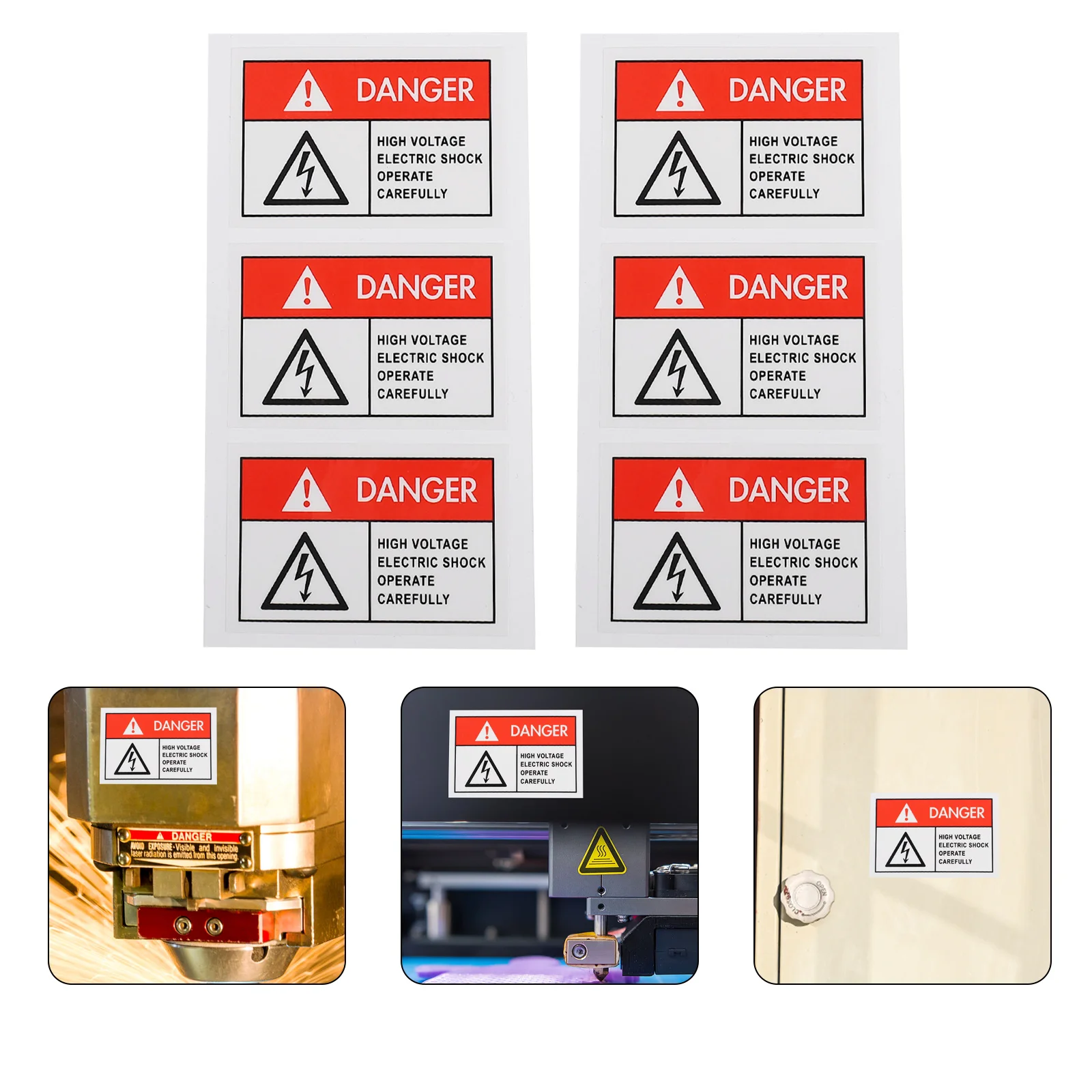 

6pcs General Warning Electric Shocks Label Decal Electric Shocks Warning Sticker