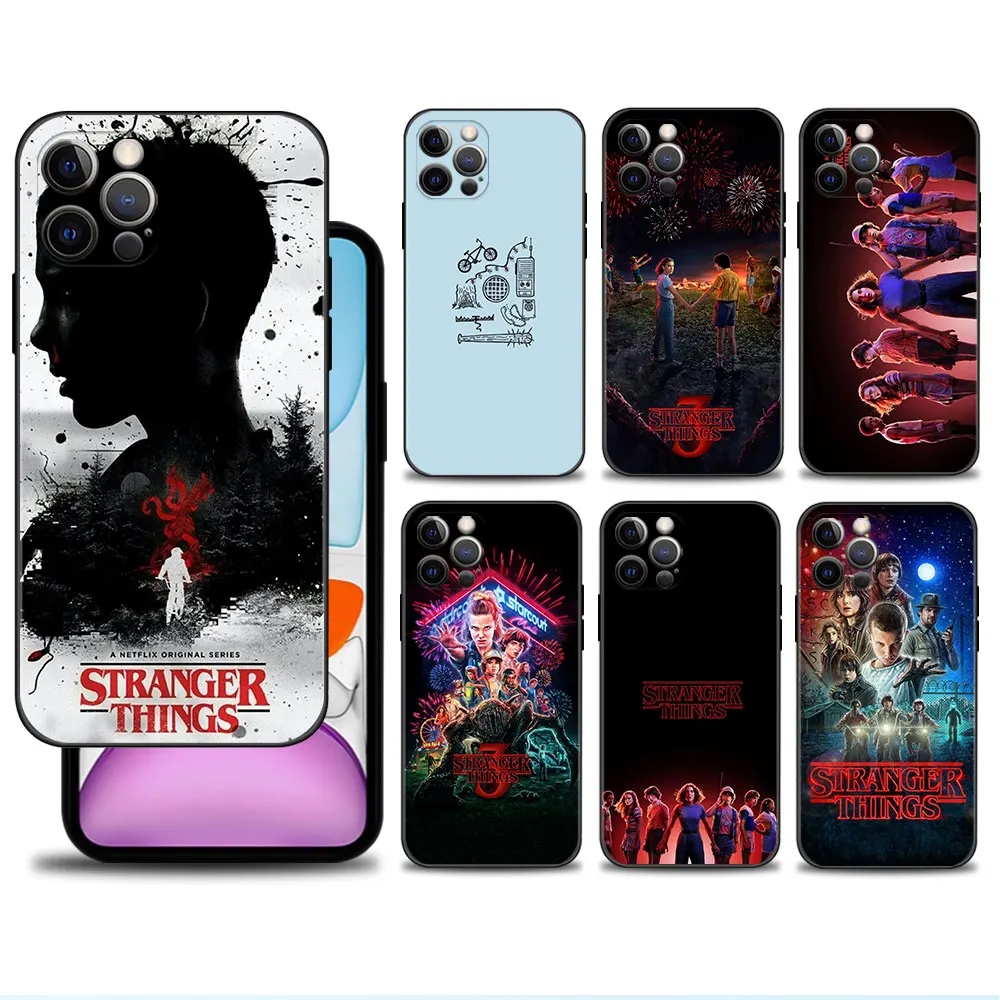 

For iPhone 7 Plus 12 Pro Max X 11 XR 8 XS 13 14 SE2 Mini SE2022 SE 6 5 6S Cover Stranger Things Season 3 Capinha Black