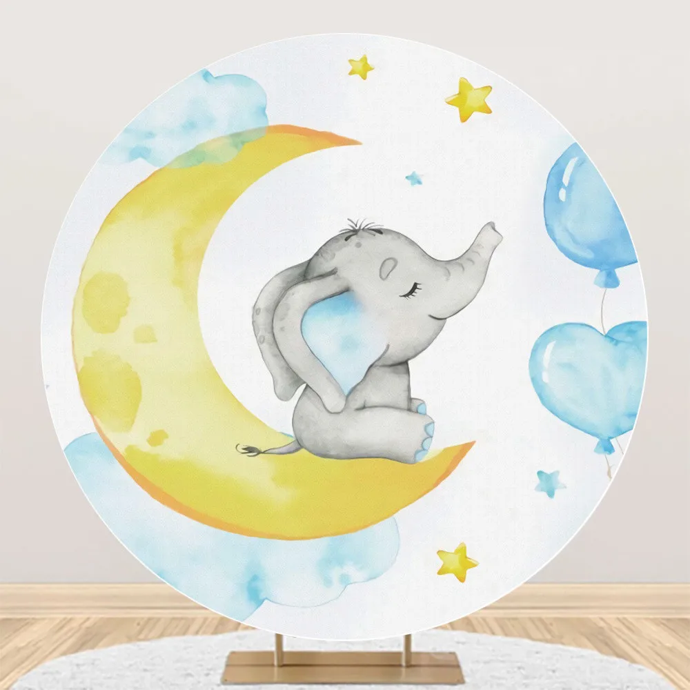 

Круг круг слон звезды и луна фоны фотографии детей день рождения ребенка душ фотозона Постер фото фон