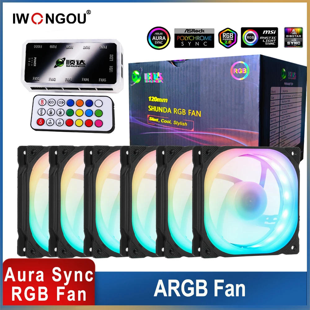 

IWONGOU 120 мм вентиляторы Rgb Aura Sync регулируемый светодиодный вентилятор Argb 120 мм 6pin PWM Регулируемая скорость бесшумный компьютерный охладитель радиатор