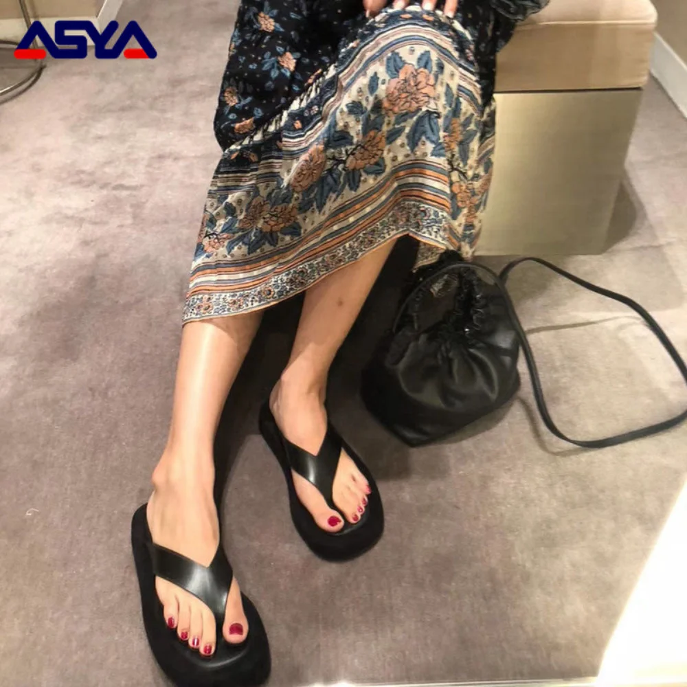 ASYAPOY Slippers Bottom Color Matching Flip-Flops Summer New All-Matching Non-Slip Beach Ladies Sandalia