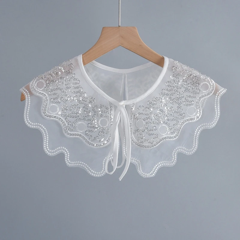 

Съемный ложный воротник, вышитые бусины, шаль, шнуровка, бант в форме лепестков, накидки для женщин и девушек