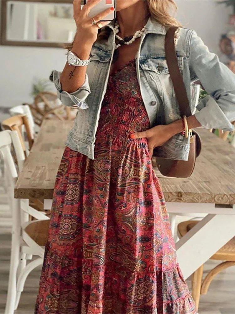 Женское винтажное платье с V-образным вырезом коротким рукавом и цветочным