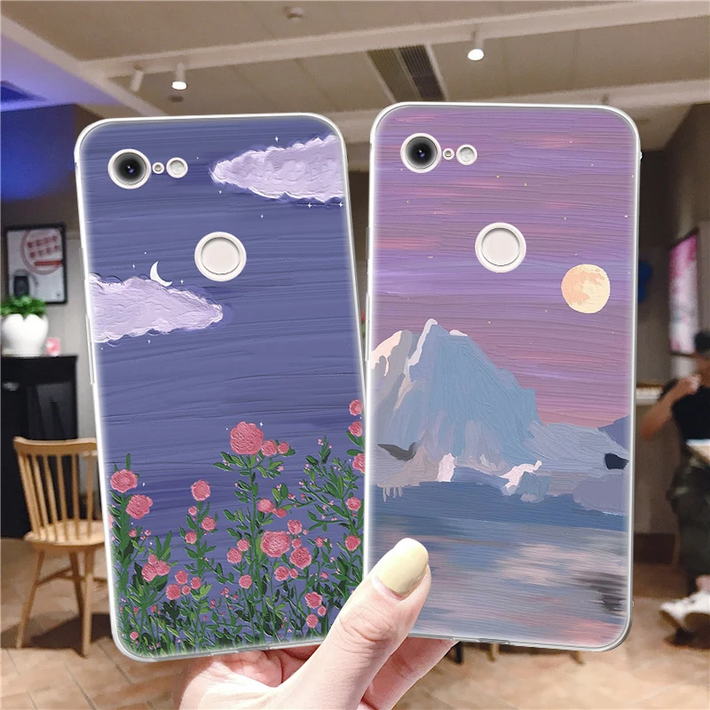 

Painting Scenery Phone Case for Google Pixel 6 6PRO 4 5 3A 3 2 XL Silicone Cover for Pixel 4 5 4A 4 Pixel3 Pixel2 Flower Fundas