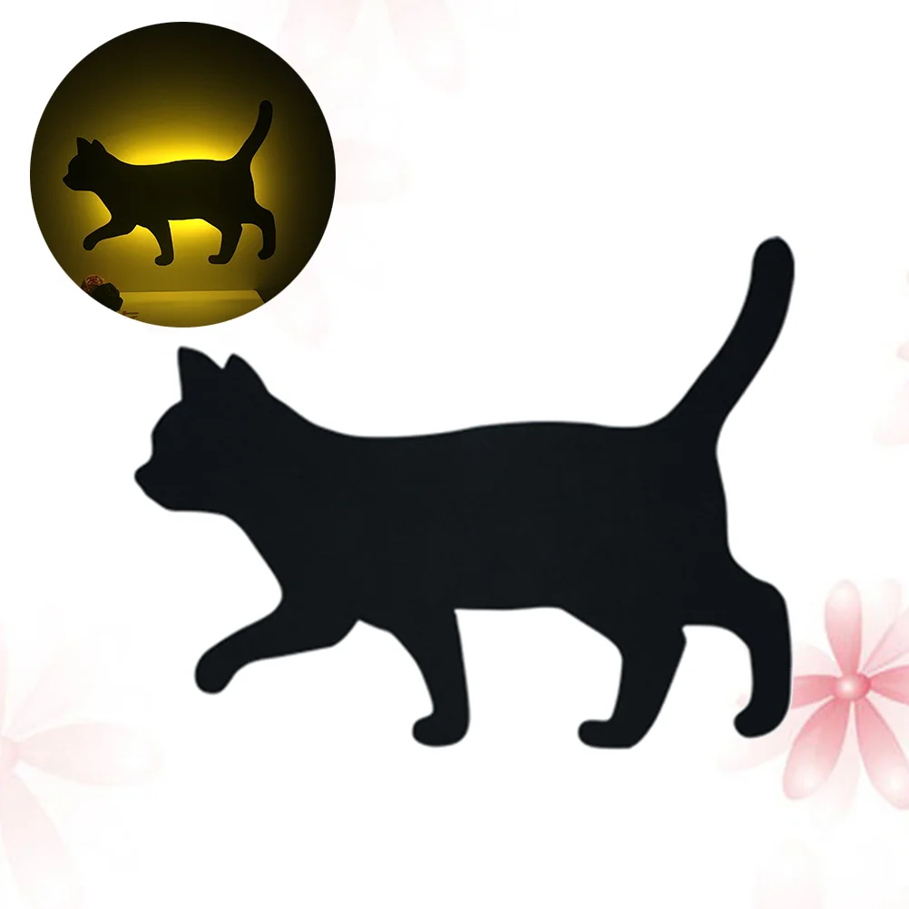 

Night Lamp Cat Light Led Lights Voice Wall Bedside Control Kitten Silhouette Kids Activatedbedroom Novelty Gift Room Decor Black