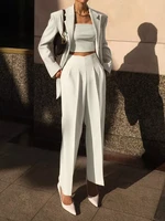elegant office trousers women autumn high waist pleated pants ladies work trousers fashion beige pants with pockets