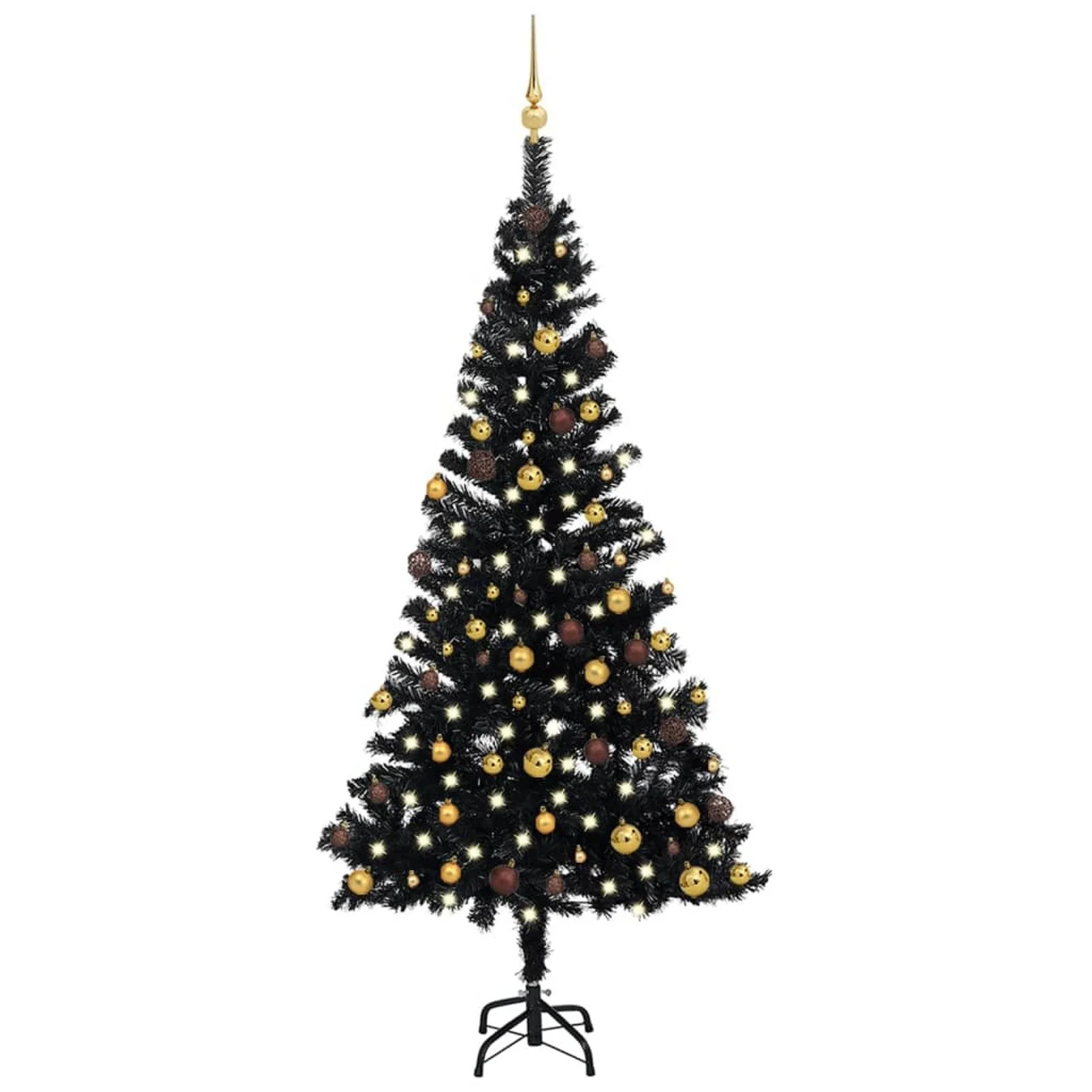 Artificial Christmas Tree with LEDs&Ball Set Black 59.1" PVC