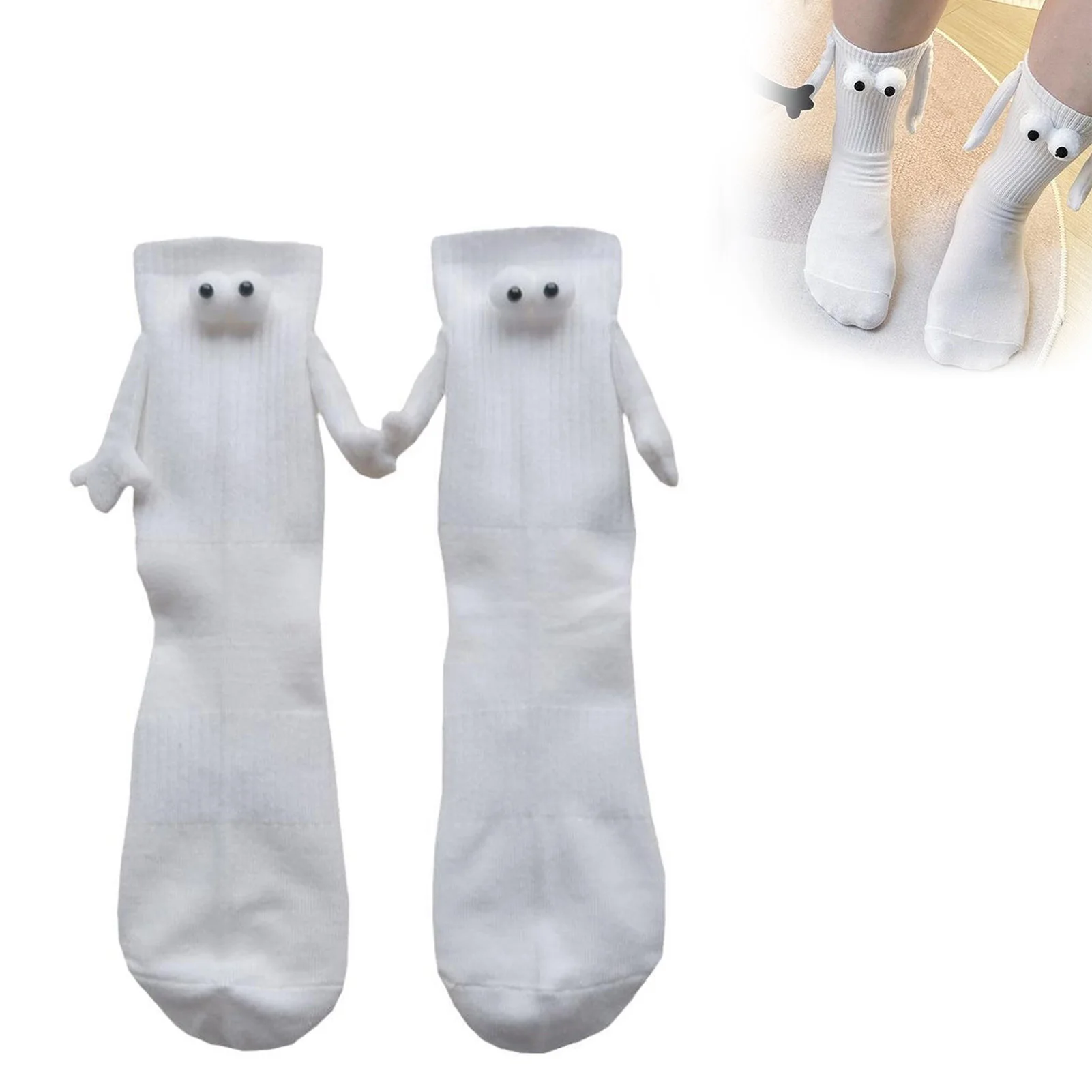 

Магнитные трехмерные кукольные Носки дышащие носки средней длины черного/белого цвета для влюбленных пар мужа и жены SP99