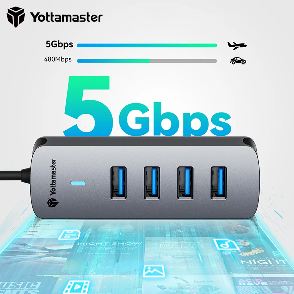 

Yottamaster Type C HUB USB HUB 3.0 4-Port Splitter USB3.0 Expansion Dock Ultra-Slim OTG USB HUB Adapter for 5Gbps High Speed