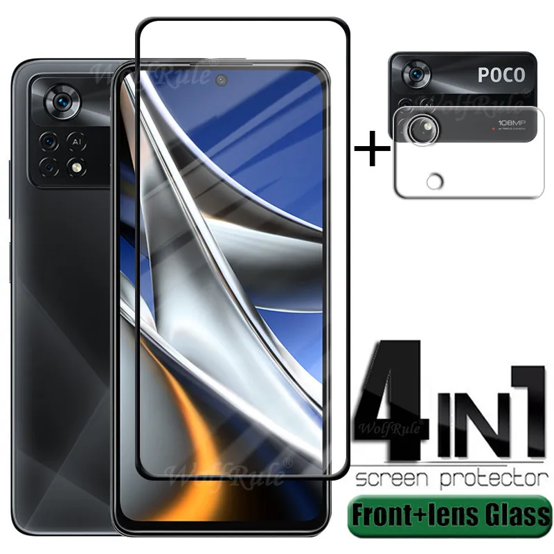 For Poco X4 Pro 5G Glass For Xiaomi Poco X4 Pro Tempered Glass 9H Full Cover Screen Protector For Poco M4 X3 X4 Pro Lens Glass