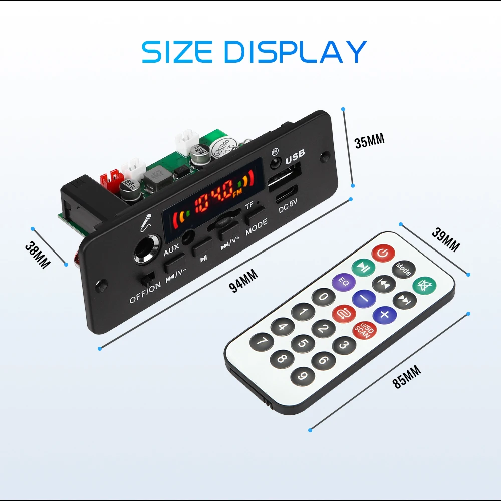 10W Amplifier Bluetooth DIY MP3 Decoder Board 5W DC 5V Music Player Car FM Radio Module TF USB Record Handsfree Call Microphone images - 6
