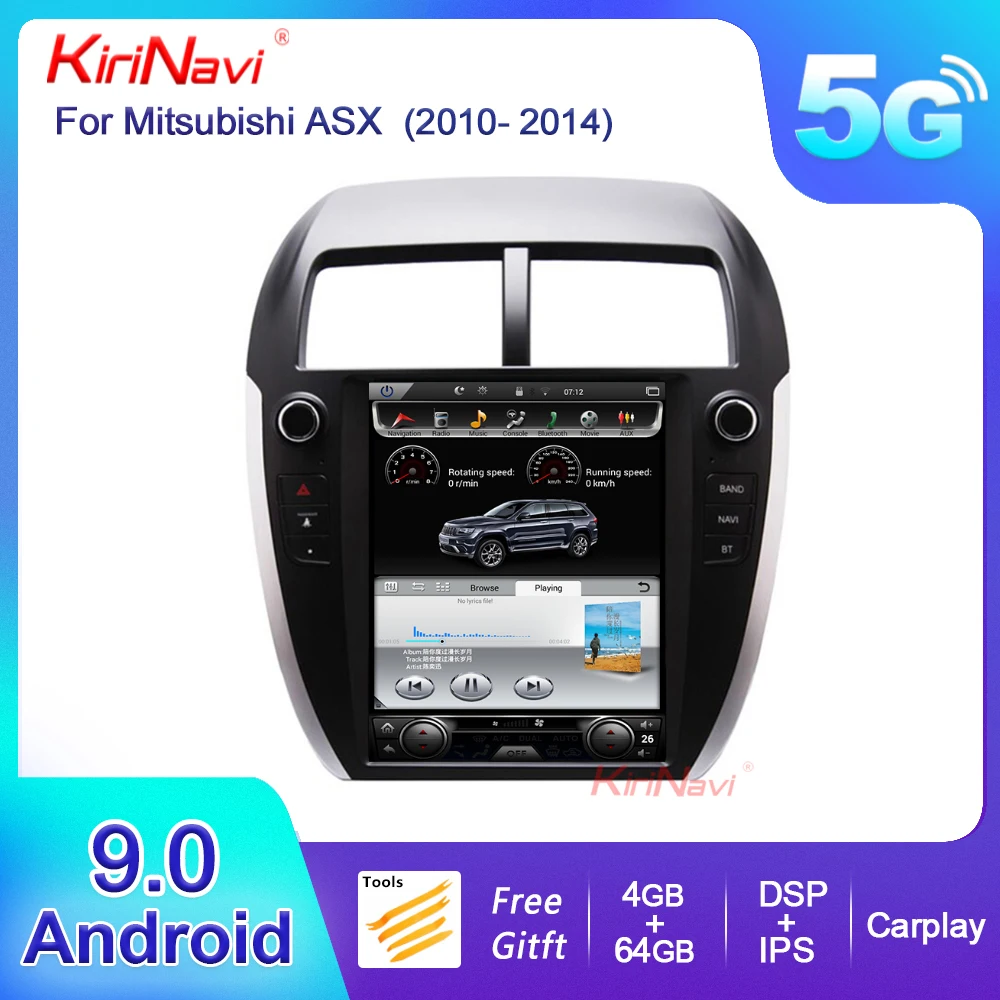 

KiriNavi Vertical Screen Tesla Style 10.4" Android 9.0 Car Radio For Mitsubishi ASX Multimedia GPS Navigation WIFI 2010-2014 PX6