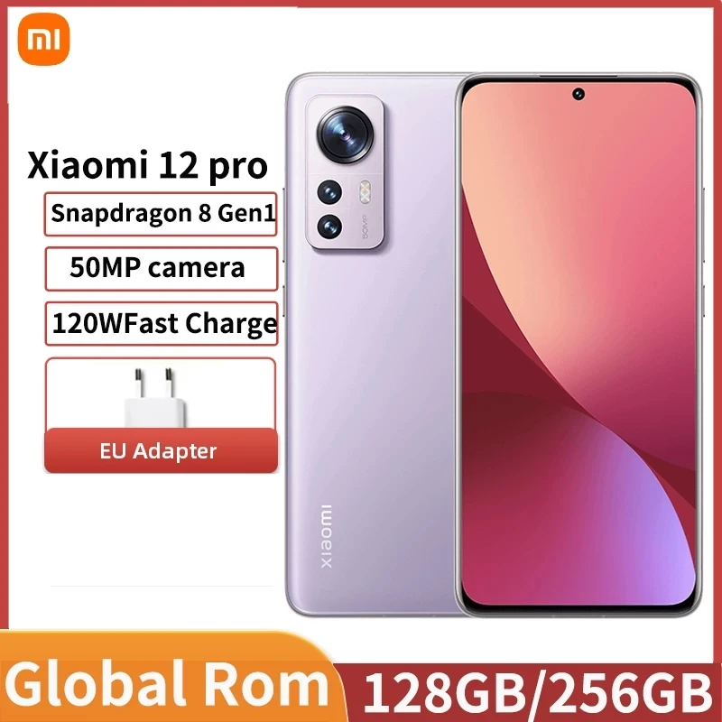 Original Global Rom Xiaomi Mi 12 Pro Snapdragon 8 Gen 1 Smartphone 12GB 256GB 120Hz AMOLED Display 120W Charge 50MP Camera Phone