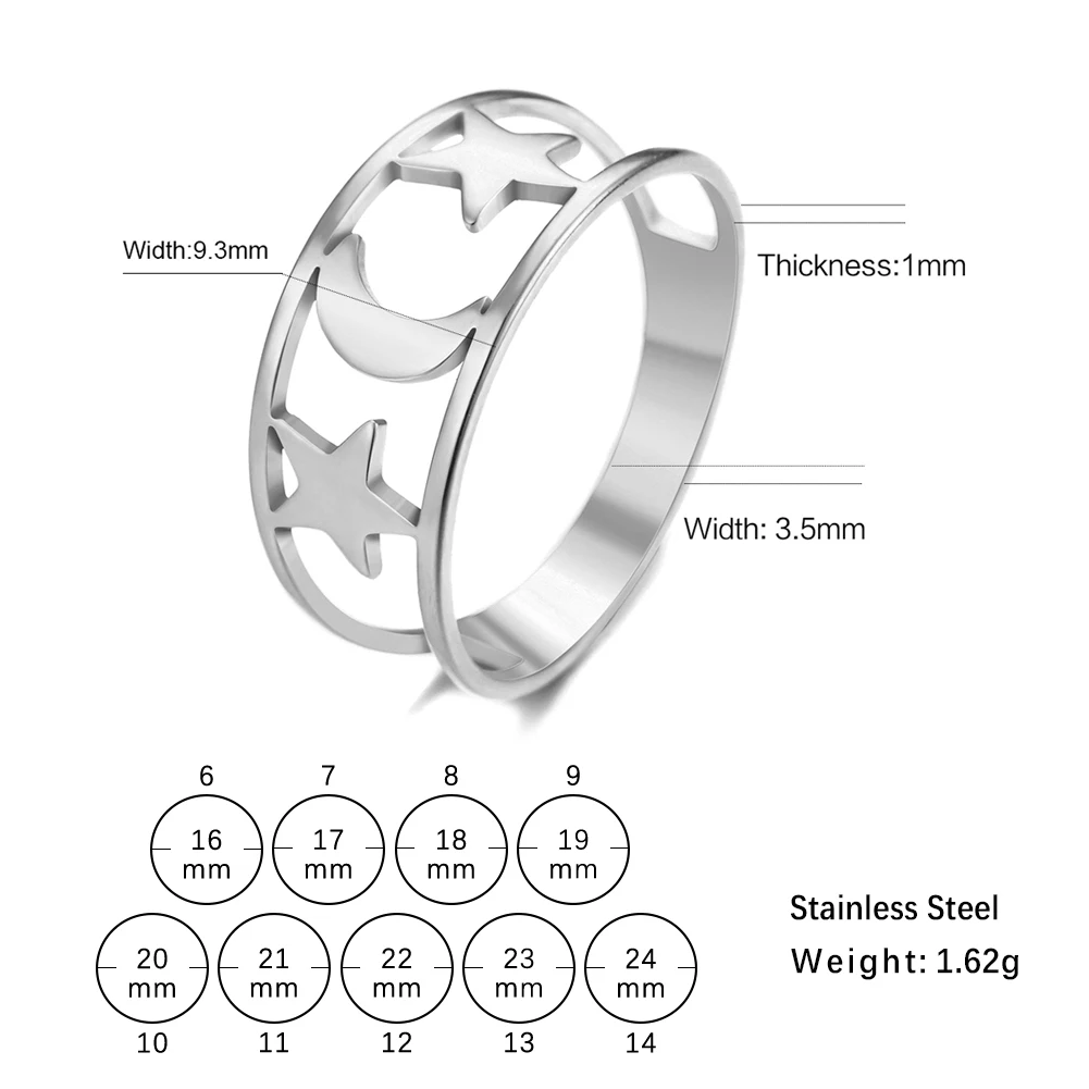 Kkjoy модные простые кольца из нержавеющей стали золотого цвета с полыми звездами и