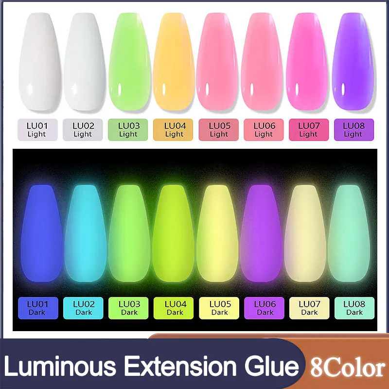

15ML Luminous Nail Extension Glue Acryl Building Poly Gel Painless Paper-free Crystal Phototherapy Glue Fast Nail Lengthening